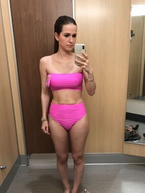 Xhiliration Women’s Hot Pink Bandeau High-Waist Bikini - Unbranded